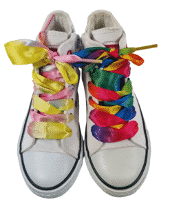 Rainbow satin shoelaces